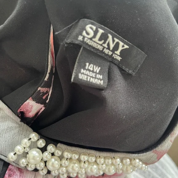 SLNY Flowy Black & Pink Floral Dress Size 14W - Picture 5 of 7